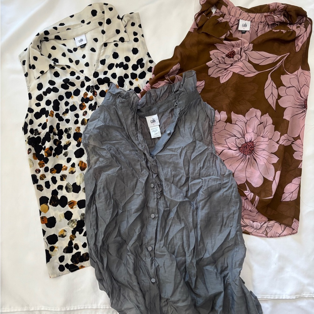 CAbi Women's Sleeveless Tops - Floral and Polka Dot Set